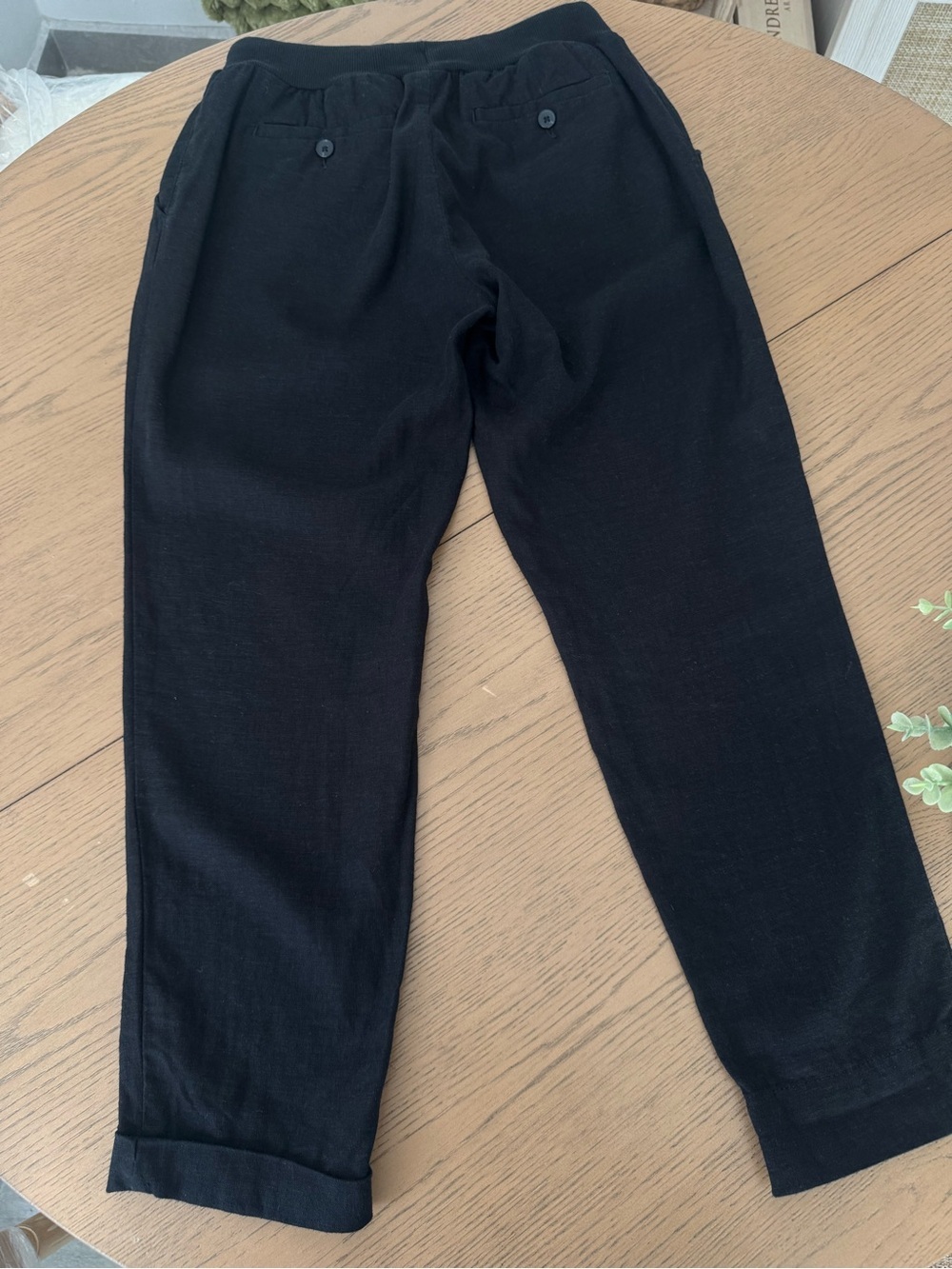 Lucky Brand Black Linen Blend Jogger Pants XS Drawstring Casual Relaxed Ankle - Picture 3 of 5